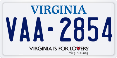 VA license plate VAA2854