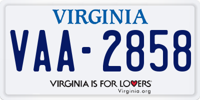 VA license plate VAA2858