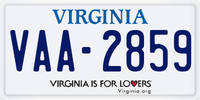 VA license plate VAA2859