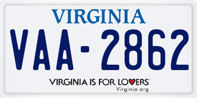 VA license plate VAA2862