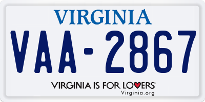 VA license plate VAA2867