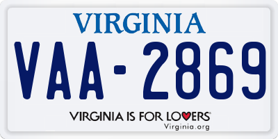 VA license plate VAA2869