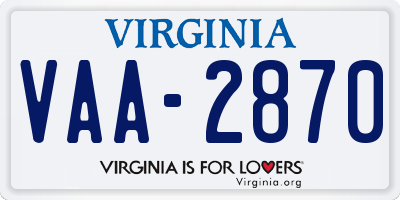 VA license plate VAA2870