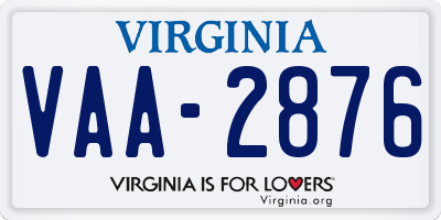 VA license plate VAA2876