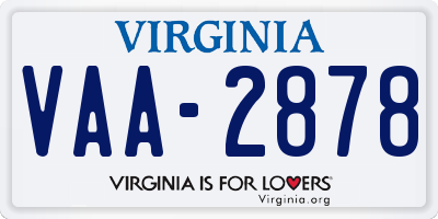 VA license plate VAA2878