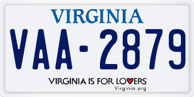 VA license plate VAA2879