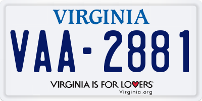 VA license plate VAA2881