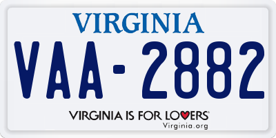 VA license plate VAA2882