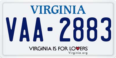 VA license plate VAA2883