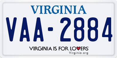 VA license plate VAA2884