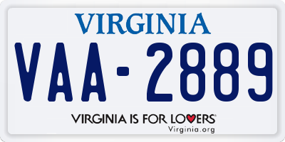 VA license plate VAA2889