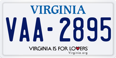 VA license plate VAA2895