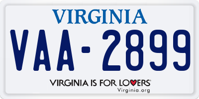 VA license plate VAA2899