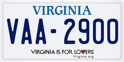 VA license plate VAA2900