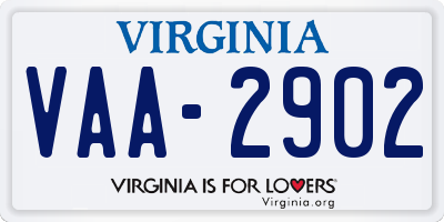 VA license plate VAA2902