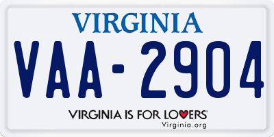 VA license plate VAA2904