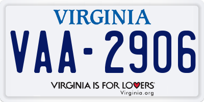 VA license plate VAA2906