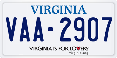 VA license plate VAA2907