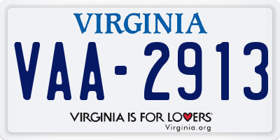 VA license plate VAA2913