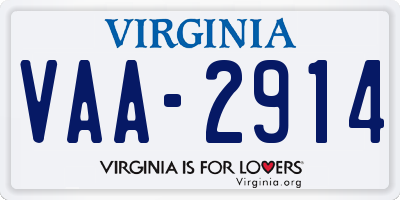 VA license plate VAA2914