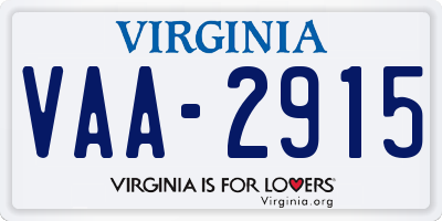 VA license plate VAA2915