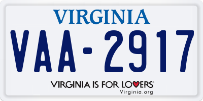 VA license plate VAA2917