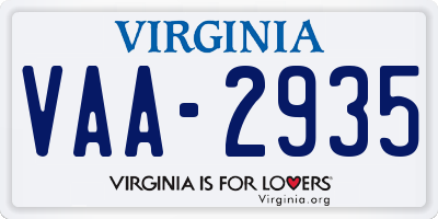 VA license plate VAA2935