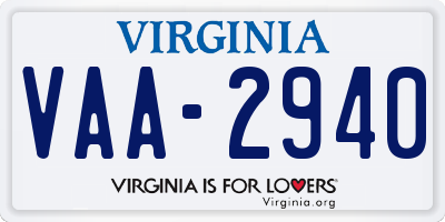 VA license plate VAA2940