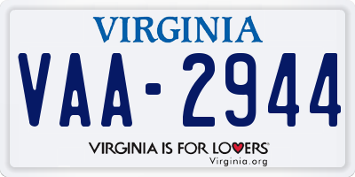 VA license plate VAA2944