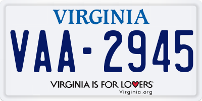 VA license plate VAA2945