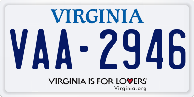 VA license plate VAA2946