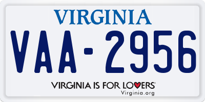 VA license plate VAA2956