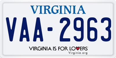 VA license plate VAA2963