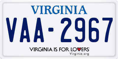 VA license plate VAA2967