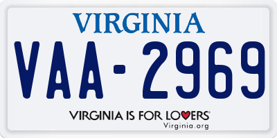 VA license plate VAA2969