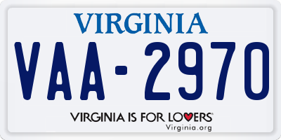 VA license plate VAA2970