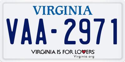 VA license plate VAA2971