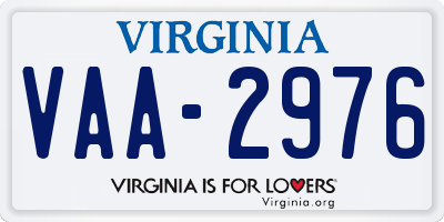 VA license plate VAA2976