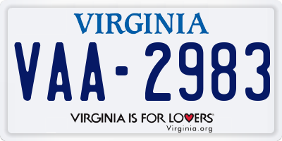 VA license plate VAA2983