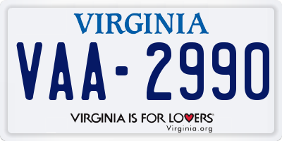 VA license plate VAA2990