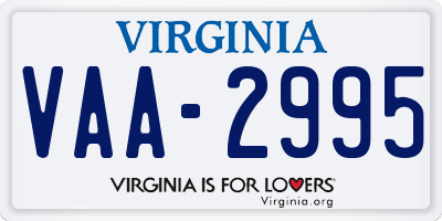 VA license plate VAA2995