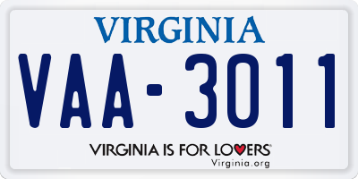 VA license plate VAA3011