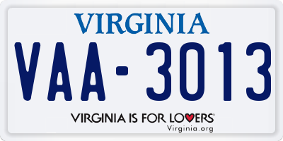 VA license plate VAA3013