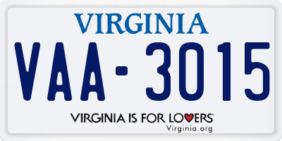 VA license plate VAA3015