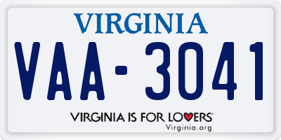 VA license plate VAA3041