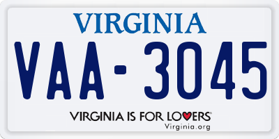 VA license plate VAA3045