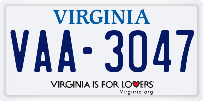 VA license plate VAA3047