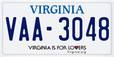 VA license plate VAA3048