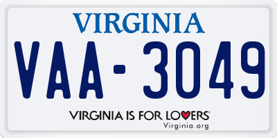 VA license plate VAA3049