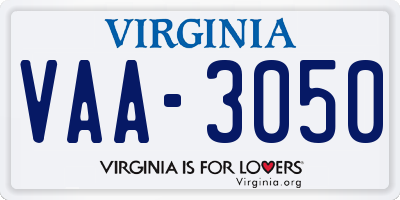 VA license plate VAA3050